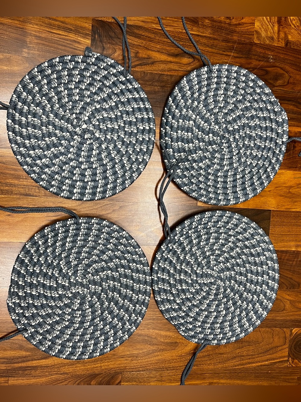 Set of 4 Blue & White Stool Seat Covers